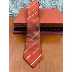 NWT Banana Republic Orange Diagonal Stripe Tie One Size Silk Blend